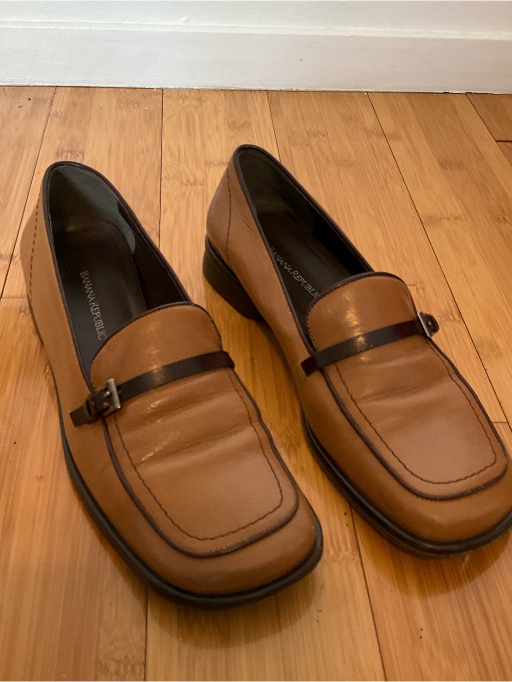 Banana Republic Cognac Slip-On Loafers with Dark Brown Strap